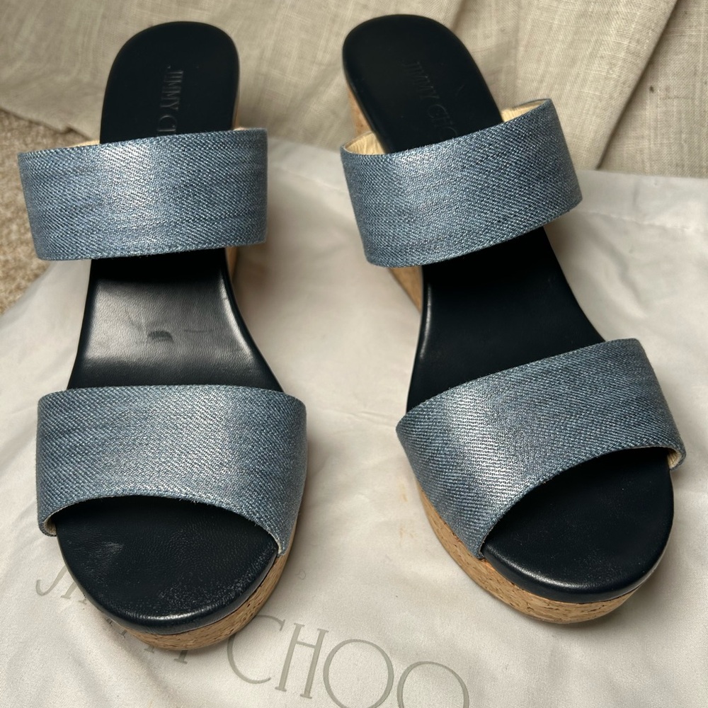 Jimmy Choo Parker 100 Cork Wedge Slides - image 3